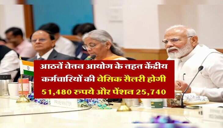 8th Pay Commission : आठवें वेतन आयोग के तहत केंद्रीय कर्मचारियों की बेसिक सैलरी होगी 51,480 रुपये और पेंशन 25,740