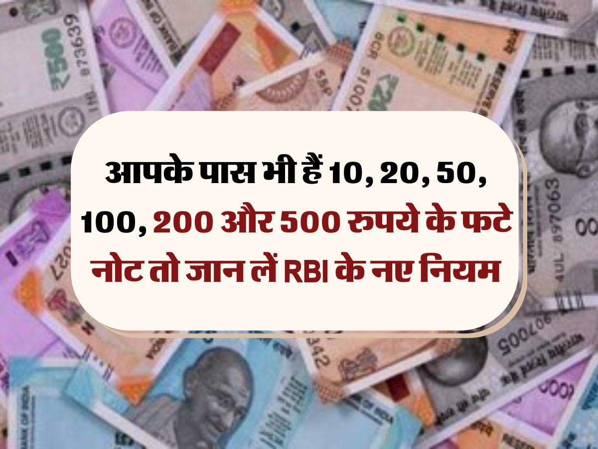 RBI Rules for Mutilated Notes :  आपके पास भी हैं 10, 20, 50, 100, 200 और 500 रुपये के फटे नोट तो जान लें RBI के नए नियम
