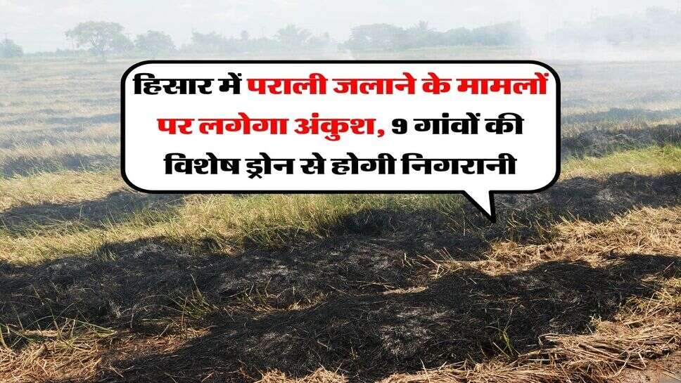 हिसार में पराली जलाने के मामलों पर लगेगा अंकुश, 9 गांवों की विशेष ड्रोन से होगी निगरानी