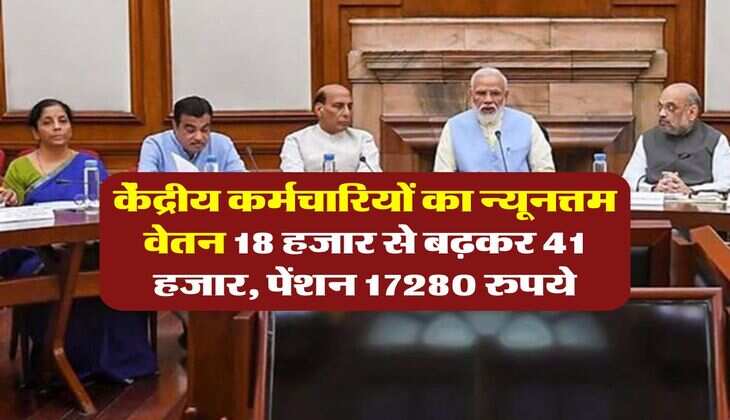 salary hike : केंद्रीय कर्मचारियों का न्यूनत्तम वेतन 18 हजार से बढ़कर 41 हजार, पेंशन 17280 रुपये