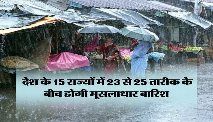 imd weather bulletin : देश के 15 राज्यों में 23 से 25 तारीक के बीच होगी मूसलाधार बारिश