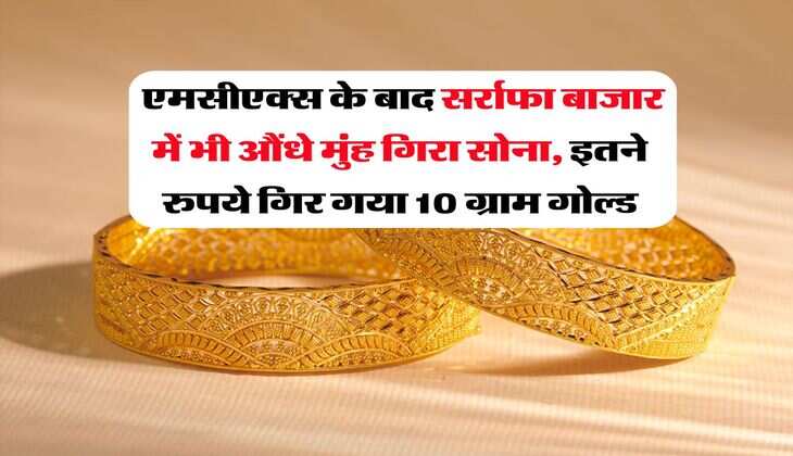 Gold Rate : एमसीएक्स के बाद सर्राफा बाजार में भी औंधे मुंह गिरा सोना, इतने रुपये गिर गया 10 ग्राम गोल्ड