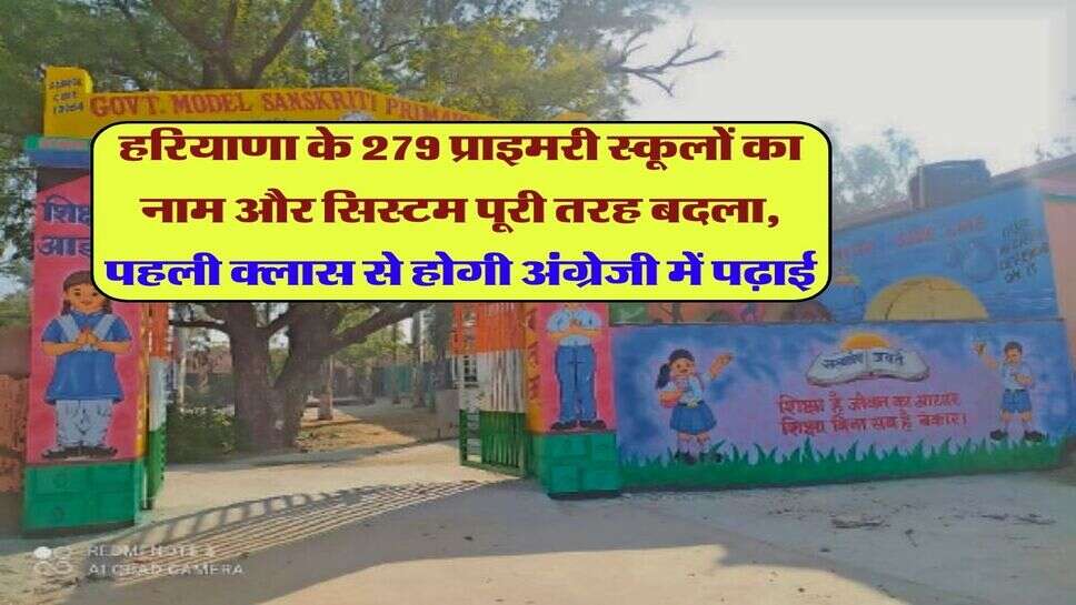 हरियाणा के 279 प्राइमरी स्कूलों का नाम और सिस्टम पूरी तरह बदला, पहली क्लास से होगी अंग्रेजी में पढ़ाई