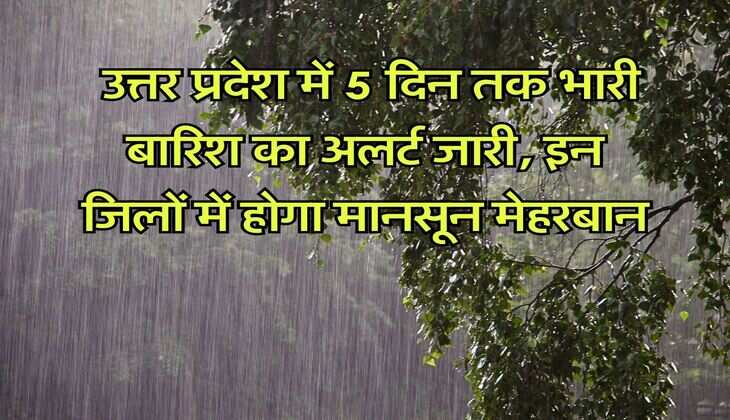 UP Weather for next 5 days : उत्तर प्रदेश में 5 दिन तक भारी बारिश का अलर्ट जारी, इन जिलों में होगा मानसून मेहरबान