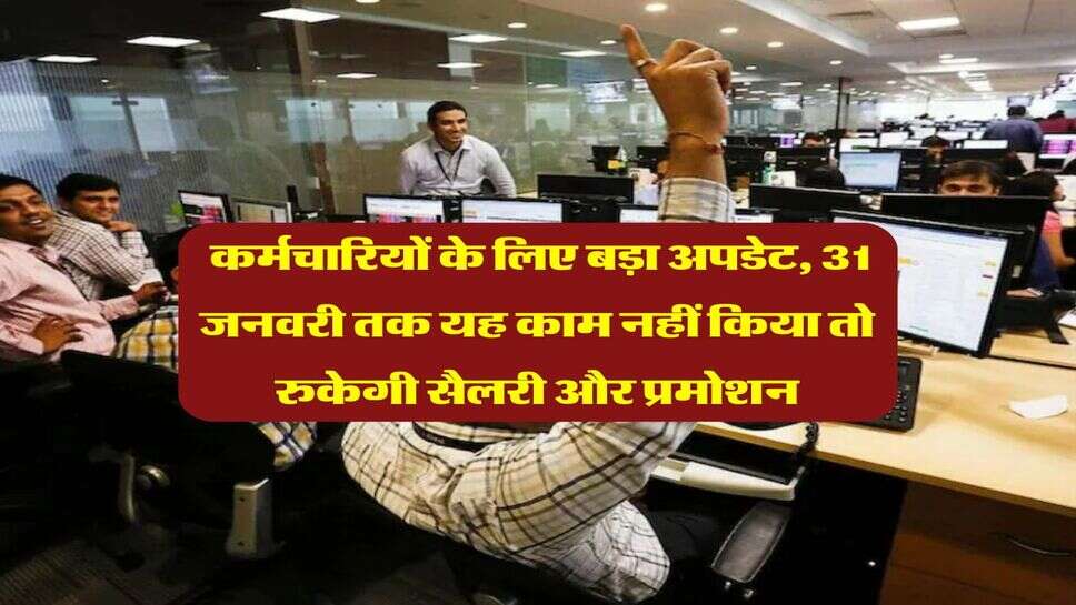 Employees News : कर्मचारियों के लिए बड़ा अपडेट, 31 जनवरी तक यह काम नहीं किया तो रुकेगी सैलरी और प्रमोशन