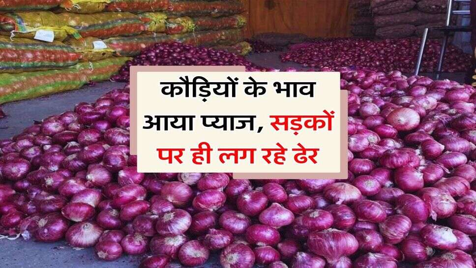 Pyaz ka Bhav : कौड़ियों के भाव आया प्याज, सड़कों पर ही लग रहे ढेर