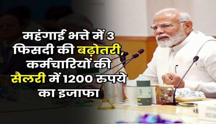 Dearness Allowance Update : महंगाई भत्ते में 3 फिसदी की बढ़ोतरी, कर्मचारियों की सैलरी में 1200 रुपये का इजाफा