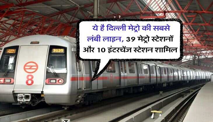 Delhi Metro : ये है दिल्ली मेट्रो की सबसे लंबी लाइन, 39 मेट्रो स्टेशनों और 10 इंटरचेंज स्टेशन शामिल