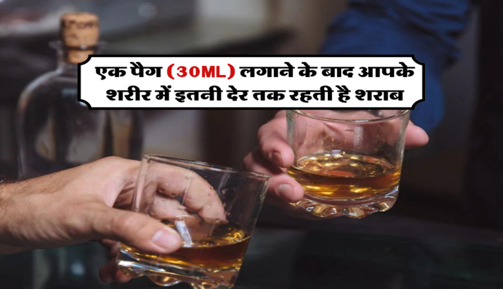 एक पैग (30ML) लगाने के बाद आपके शरीर में इतनी देर तक रहती है शराब&nbsp;