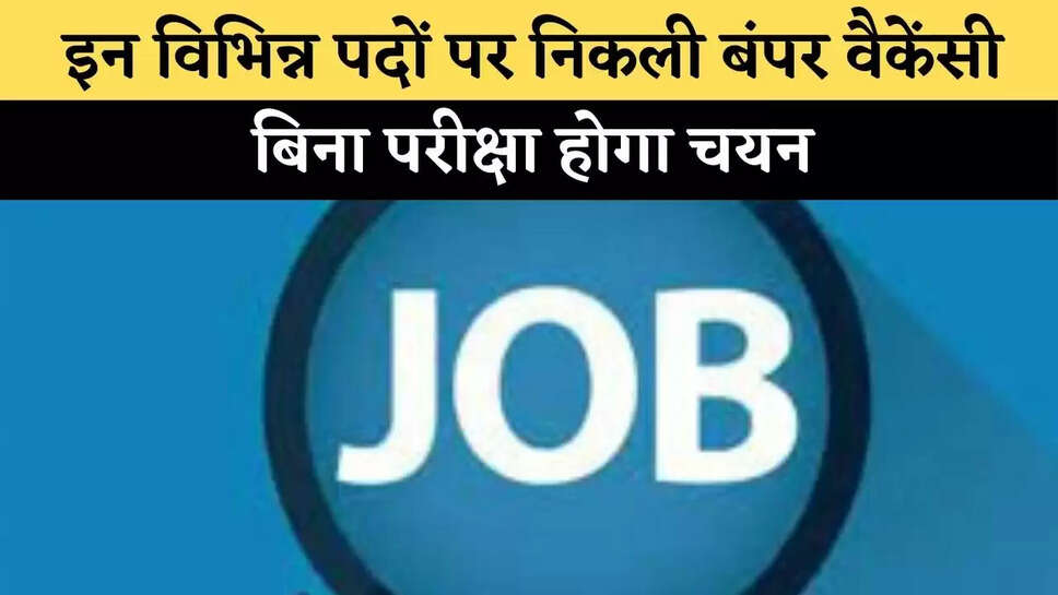 इन विभिन्न पदों पर निकली बंपर वैकेंसी, बिना परीक्षा होगा चयन