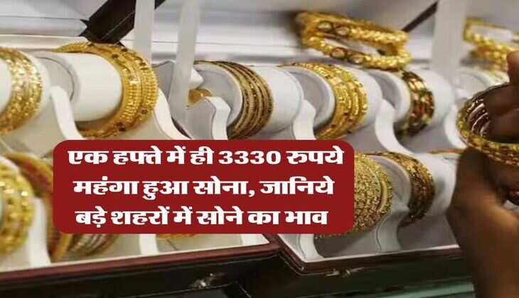 Gold price today : एक हफ्ते में ही 3330 रुपये महंगा हुआ सोना, जानिये बड़े शहरों में सोने का भाव 