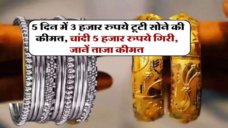 Gold Silver Price : 5 दिन में 3 हजार रुपये टूटी सोने की कीमत, चांदी 5 हजार रुपये गिरी, जानें ताजा कीमत