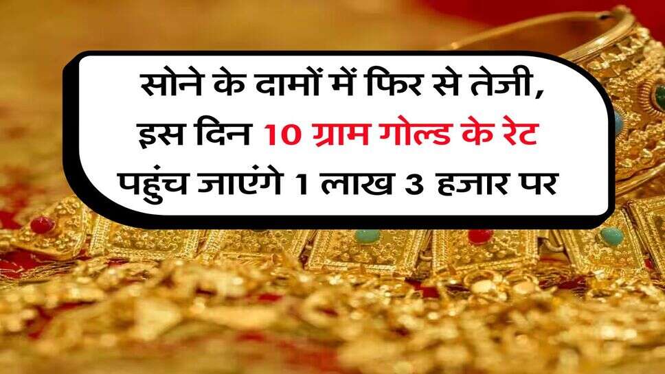 Gold Rate Hike : सोने के दामों में फिर से तेजी, इस दिन 10 ग्राम गोल्ड के रेट पहुंच जाएंगे 1 लाख 3 हजार पर