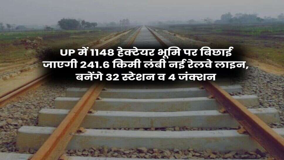 UP में 1148 हेक्टेयर भूमि पर बिछाई जाएगी 241.6 किमी लंबी नई रेलवे लाइन, बनेंगे 32 स्टेशन व 4 जंक्शन