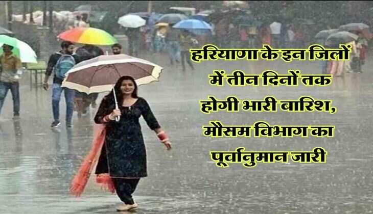 Rain Alert : हरियाणा के इन जिलों  में तीन दिनों तक होगी भारी बारिश, मौसम विभाग का पूर्वानुमान जारी