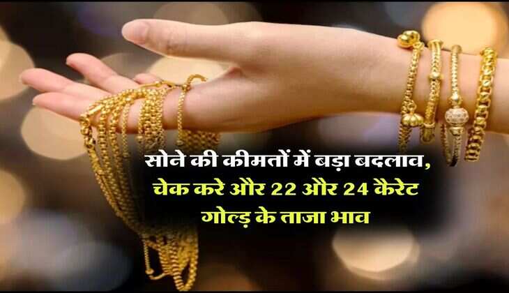 Gold Rate : सोने की कीमतों में बड़ा बदलाव, चेक करे और 22 और 24 कैरेट गोल्ड़ के ताजा भाव