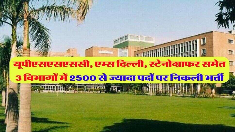 यूपीएसएसएससी, एम्स दिल्ली, स्टेनोग्राफर समेत 3 विभागों में 2500 से ज्यादा पदों पर निकली भर्ती