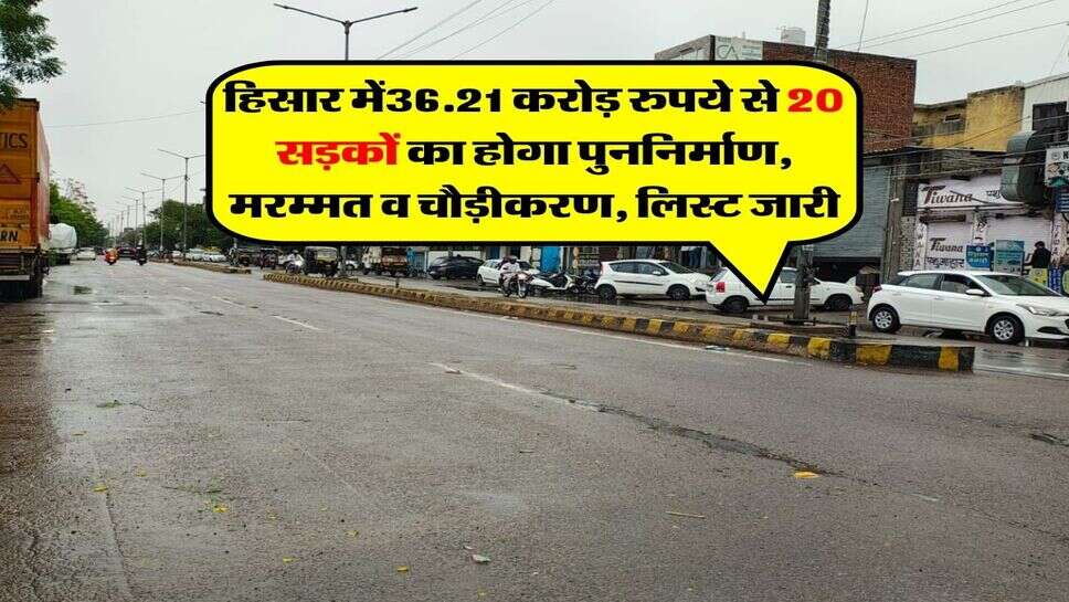 Hisar News : सरकार का मास्टर प्लान, 36.21 करोड़ रुपये से 20 सड़कों का होगा पुननिर्माण, मरम्मत व चौड़ीकरण