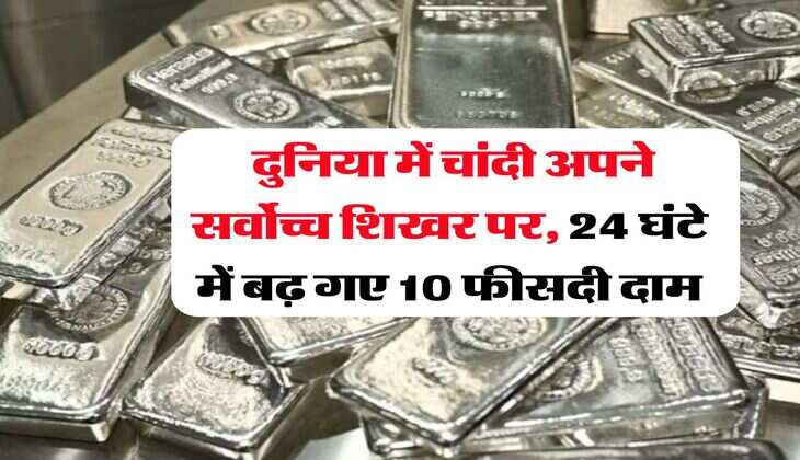 Silver Rate Hike : दुनिया में चांदी अपने सर्वोच्च शिखर पर, 24 घंटे में बढ़ गए 10 फीसदी दाम