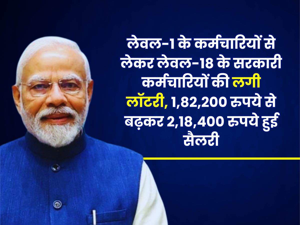 8th Pay Commission: लेवल-1 के कर्मचारियों से लेकर लेवल-18 के सरकारी कर्मचारियों की लगी लॉटरी, 1,82,200 रुपये से बढ़कर 2,18,400 रुपये हुई सैलरी