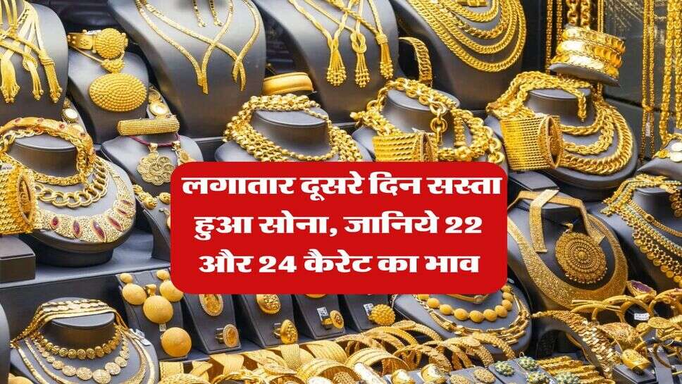 Gold Rate : लगातार दूसरे दिन सस्ता हुआ सोना, जानिये 22 और 24 कैरेट का भाव