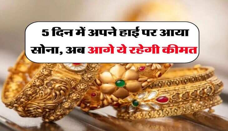Gold Rate : 5 दिन में अपने हाई पर आया सोना, अब आगे ये रहेगी कीमत&nbsp;