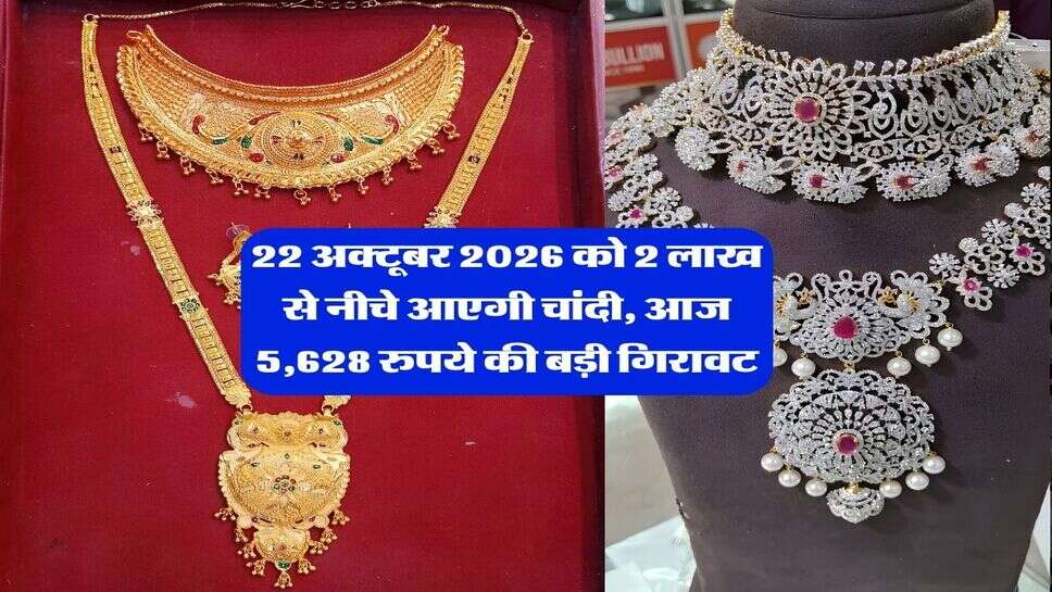 सोना चांदी भाव : 22 अक्टूबर 2026 को 2 लाख से नीचे आएगी चांदी, आज 5,628 रुपये की बड़ी गिरावट