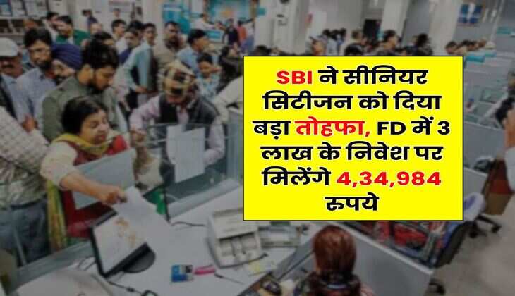 SBI ने सीनियर सिटीजन को दिया बड़ा तोहफा, FD में 3 लाख के निवेश पर मिलेंगे 4,34,984 रुपये