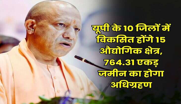 UP News : यूपी के 10 जिलों में विकसित होंगे 15 औद्योगिक क्षेत्र, 764.31 एकड़ जमीन का होगा अधिग्रहण