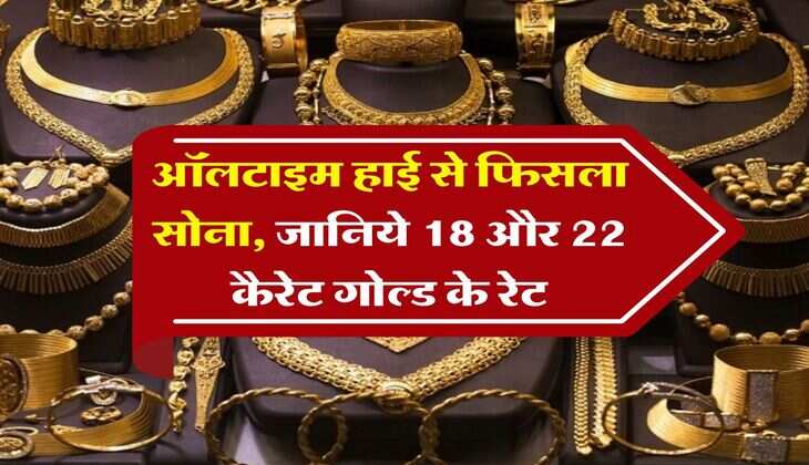 ऑलटाइम हाई से फिसला सोना, जानिये 18 और 22 कैरेट गोल्ड के रेट