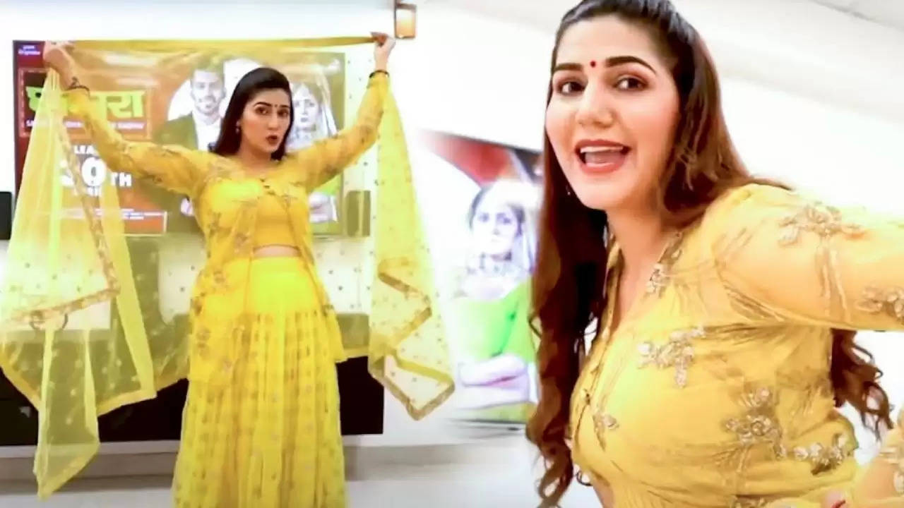 In whose arms does Sapna Choudhary find peace, wearing a yellow lehenga like a 'desi queen'