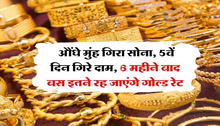 Gold Rate : औंधे मुंह गिरा सोना, 5वें दिन गिरे दाम, 6 महीने बाद बस इतने रह जाएंगे गोल्ड रेट