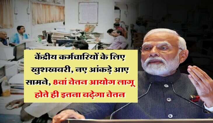 8th Pay Commission : केंद्रीय कर्मचारियों के लिए खुशखबरी, नए आंकड़े आए सामने, 8वां वेतन आयोग लागू होते ही इतना बढ़ेगा वेतन