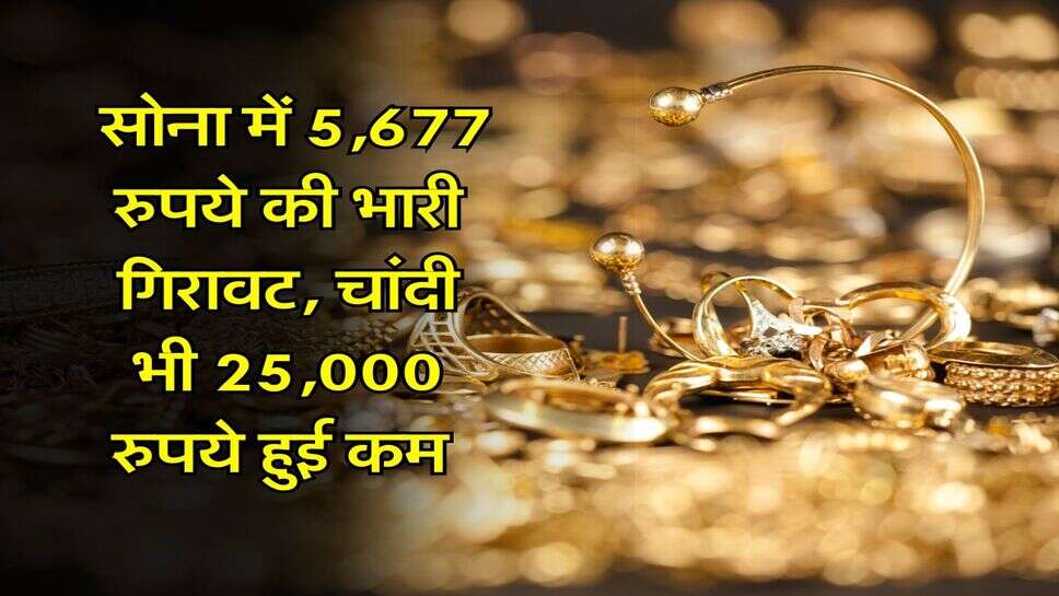 Gold Price Update : सोना में 5,677 रुपये की भारी गिरावट, चांदी भी 25,000 रुपये हुई कम&nbsp;