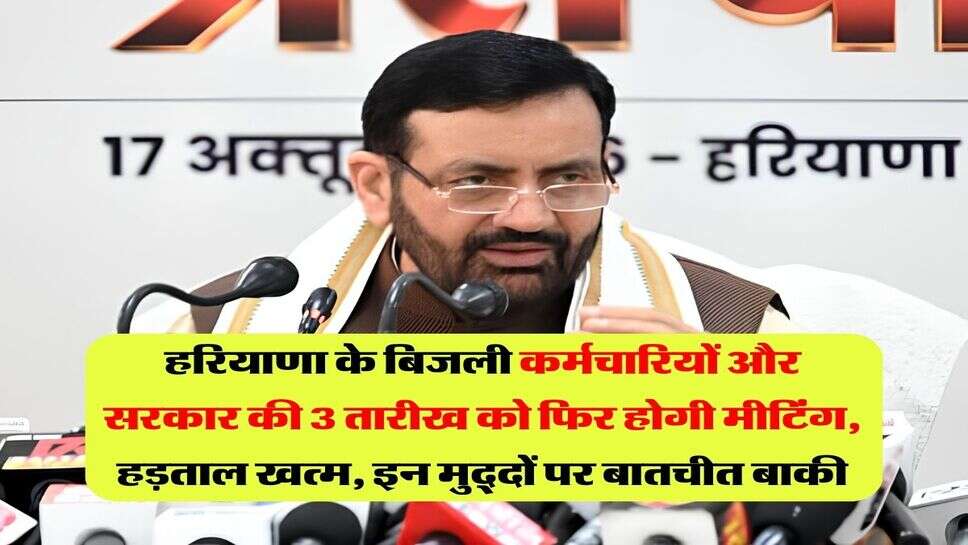 हरियाणा के बिजली कर्मचारियों और सरकार की 3 तारीख को फिर होगी मीटिंग, हड़ताल खत्म, इन मुद्दों पर बातचीत बाकी