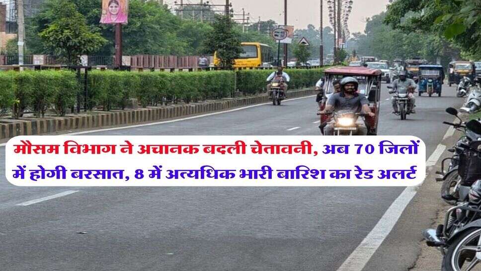 UP Weather 26 September : मौसम विभाग ने अचानक बदली चेतावनी, अब 70 जिलों में होगी बरसात, 8 में अत्यधिक भारी बारिश का रेड अलर्ट