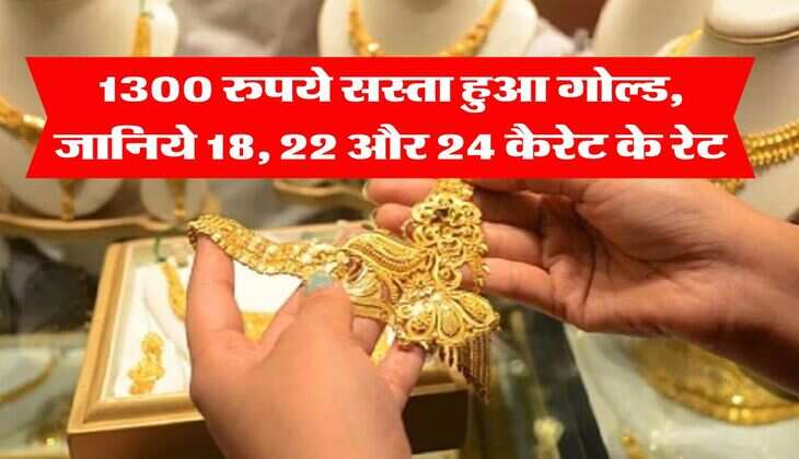 Gold Rate : 1300 रुपये सस्ता हुआ गोल्ड, जानिये 18, 22 और 24 कैरेट के रेट