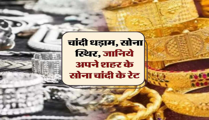 aaj ka sone ka bhav : चांदी धड़ाम, सोना स्थिर, जानिये अपने शहर के सोना चांदी के रेट