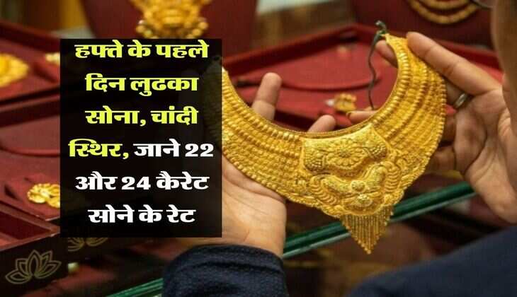 Gold Rate : हफ्ते के पहले दिन लुढका सोना, चांदी स्थिर, जाने 22 और 24 कैरेट सोने के रेट