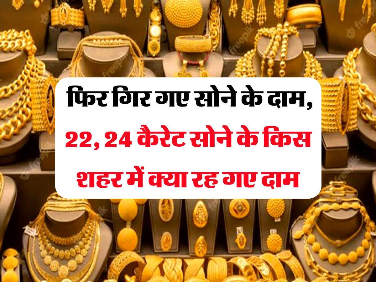 Gold Rate : फिर गिर गए सोने के दाम, 22, 24 कैरेट सोने के किस शहर में क्या रह गए दाम