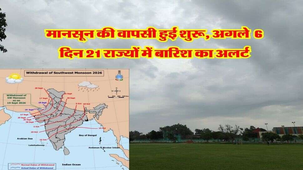 Monsoon Update 2026 : मानसून की वापसी हुई शुरू, अगले 6 दिन 21 राज्यों में बारिश का अलर्ट