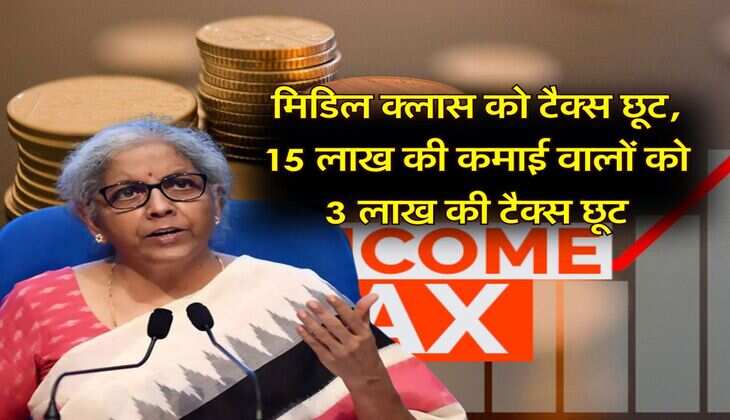 Income Tax : मिडिल क्लास को टैक्स छूट, 15 लाख की कमाई वालों को 3 लाख की टैक्स छूट
