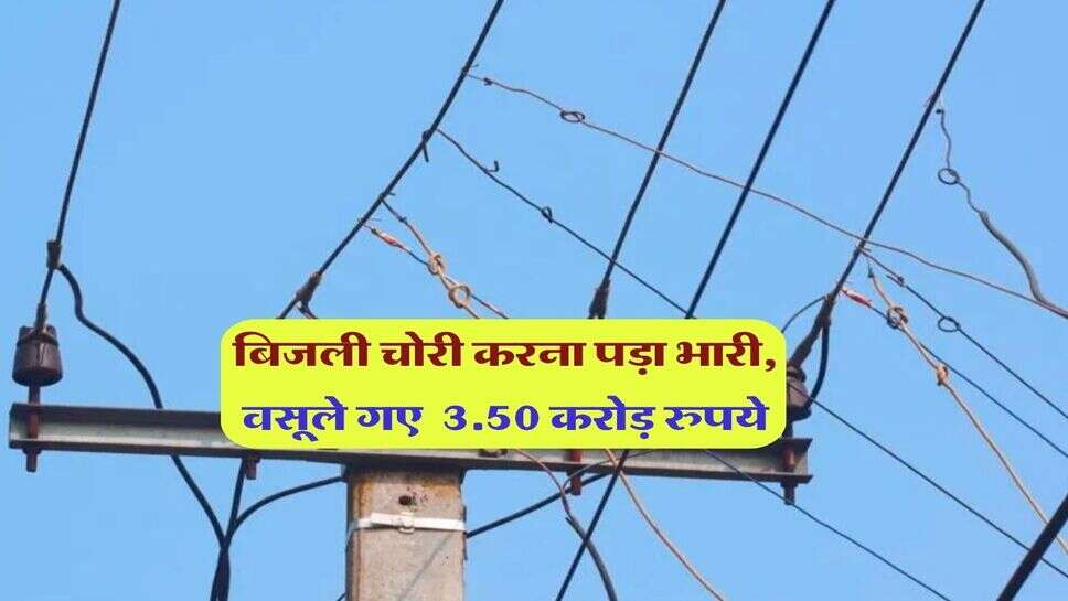 बिजली चोरी करना पड़ा भारी, वसूले गए &nbsp;3.50 करोड़ रुपये