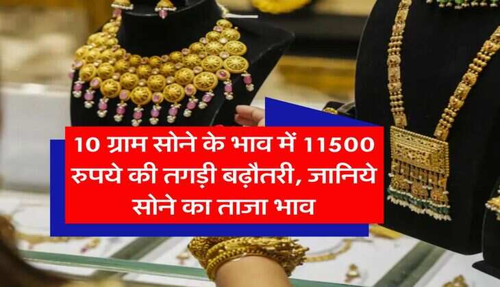 Gold Price : 10 ग्राम सोने के भाव में 11500 रुपये की तगड़ी बढ़ौतरी, जानिये सोने का ताजा भाव