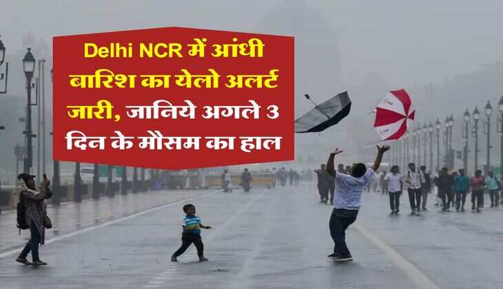 Delhi NCR में आंधी बारिश का येलो अलर्ट जारी, जानिये अगले 3 दिन के मौसम का हाल