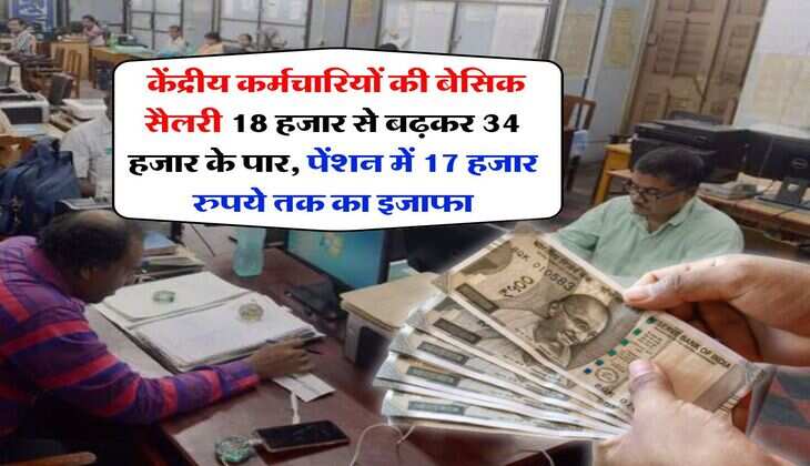 8th Pay Commission : केंद्रीय कर्मचारियों की बेसिक सैलरी 18 हजार से बढ़कर 34 हजार के पार, पेंशन में 17 हजार रुपये तक का इजाफा