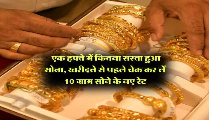 Gold Rate Down : एक हफ्ते में कितना सस्ता हुआ सोना, खरीदने से पहले चेक कर लें 10 ग्राम सोने के नए रेट