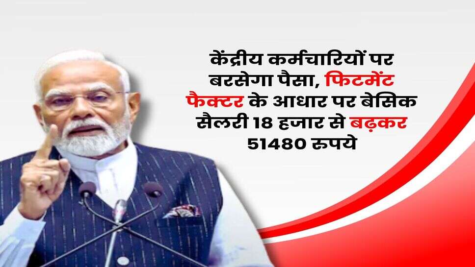 Salary Hike : केंद्रीय कर्मचारियों पर बरसेगा पैसा, फिटमेंट फैक्टर के आधार पर बेसिक सैलरी 18 हजार से बढ़कर 51480 रुपये