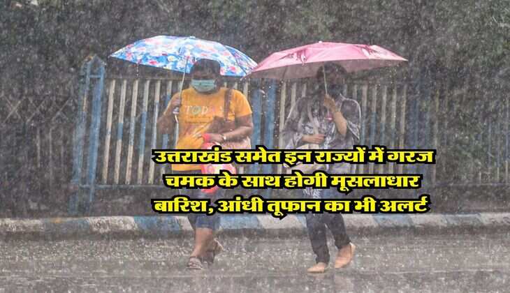 Mausam Update : उत्तराखंड समेत इन राज्यों में गरज चमक के साथ होगी मूसलाधार बारिश, आंधी तूफान का भी अलर्ट 