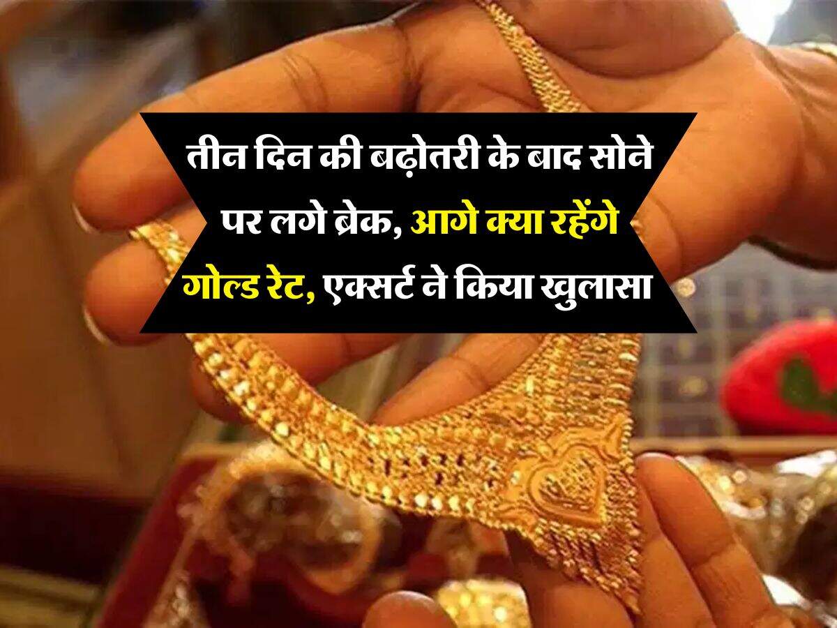 Gold Rate : तीन दिन की बढ़ोतरी के बाद सोने पर लगे ब्रेक, आगे क्या रहेंगे गोल्ड रेट, एक्सर्ट ने किया खुलासा